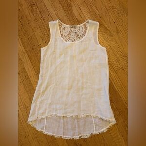 Bella Umbra 100% linen lace trim tunic feminine